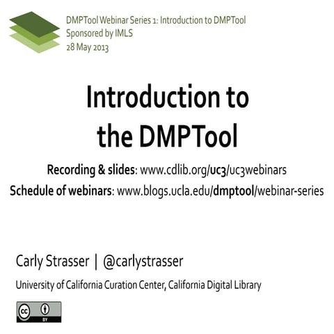 DMPTool Webinar Series 1: Introduction to DMPTool 
