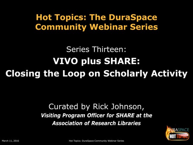 3.11.16 Slides, “Institutional Perspectives on the Impact of SHARE and VIVO T...