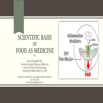 Scientific basis of Food as Medicine
