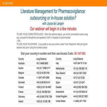Literature Management for Pharmacovigilance: Outsource or in-house solution? ...
