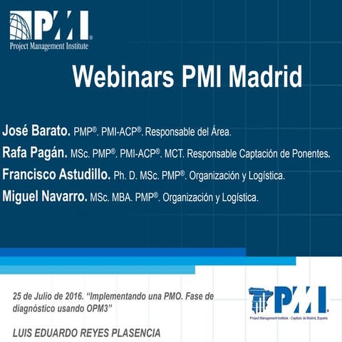 Webinar: Implementando una PMO. Fase de diagnóstico usando OPM3