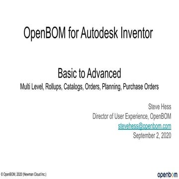 Webinar #28 - OpenBOM for Autodesk Inventor