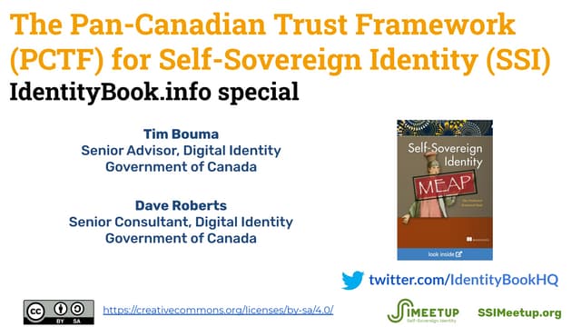 The Pan-Canadian Trust Framework (PCTF) for SSI