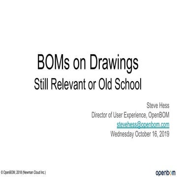 WEBINAR: BOMs on Drawings - Still Relevant or Old School?