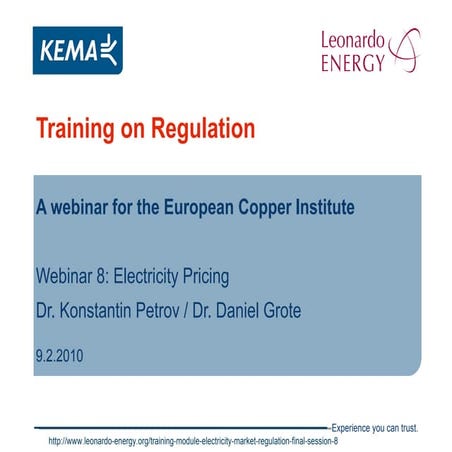 Electricity Markets Regulation - Lesson 8 - Pricing