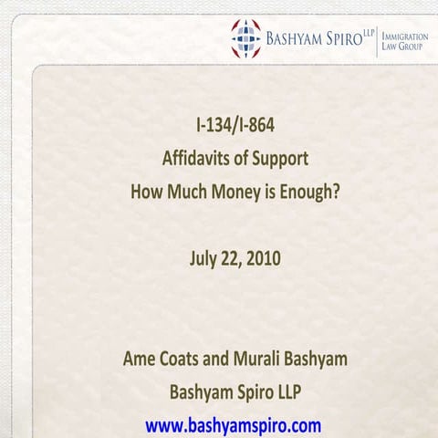 I-134/I-864 Affidavit of Support: How Much Money is Enough?