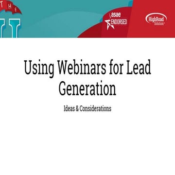 HRU Webinar: Using Webinars for Lead Generation | PPTX