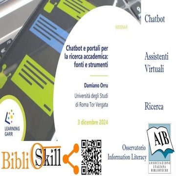 webinar Chatbot e portali per la ricerca accademica fonti e strumenti GARR LE...
