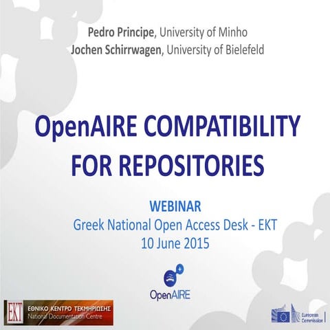 Webinar on OpenAIRE Compatibility for Repositories (Greek NOAD EKT) 