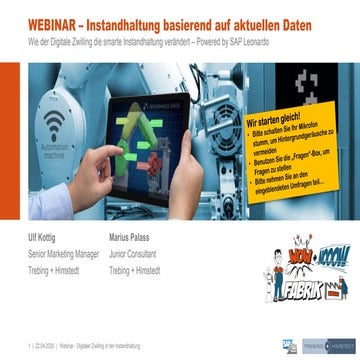 Instandhaltung basierend auf aktuellen Daten - mit Hilfe des Digitalen Zwilli...