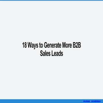 18 ways to generate more B2B sales leads