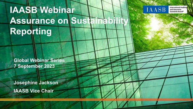 IAASB Webinar on Assurance on Sustainability Reporting