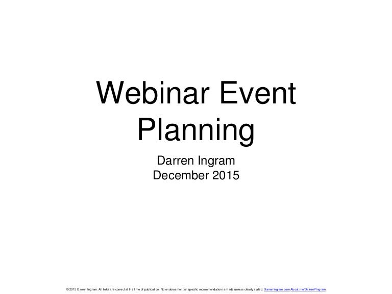 Webinar Event Planning