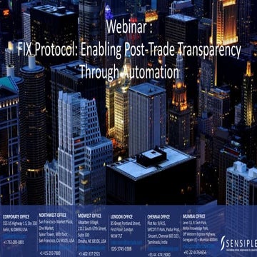 Webinar: FIX Protocol: Enabling Post-Trade Transparency through Automation