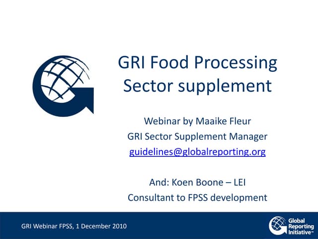 Webinar G food processing sector su...