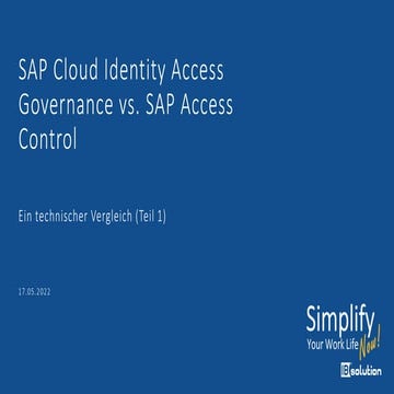 SAP Cloud Identity Access Governance vs. SAP GRC, Access Control - Ein techni...