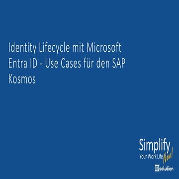 Identity Lifecycle mit Microsoft Entra ID - Use Cases für den SAP ...