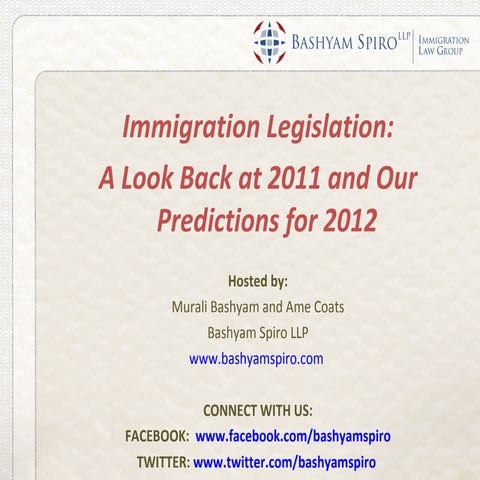 Webinar - Immigration Legislation in 2011 and 2012