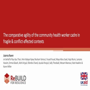 The comparative agility of the community health worker cadre in fragile & conflict-affected contexts