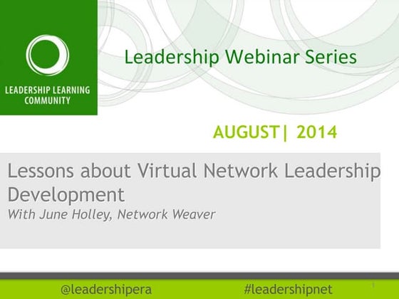 10 Lessons about Virtual Network Leadership Development | Panelist: June Holley