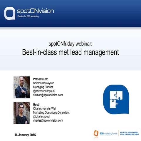 spotONfriday webinar: Best-in-class met lead management