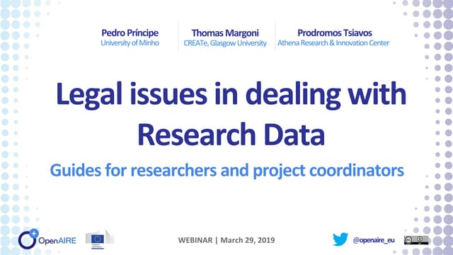 Legal issues in dealing with Research Data - new OpenAIRE guides for research...