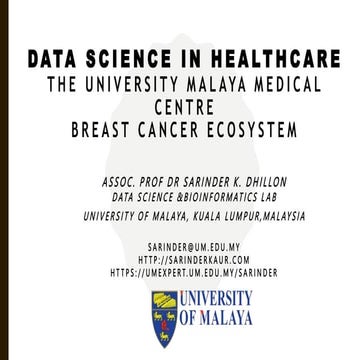 Data Science in Healthcare -The University Malaya Medical Centre Breast Cance...