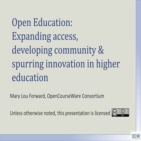 Overview open education, NCSE Webinar Nov 8