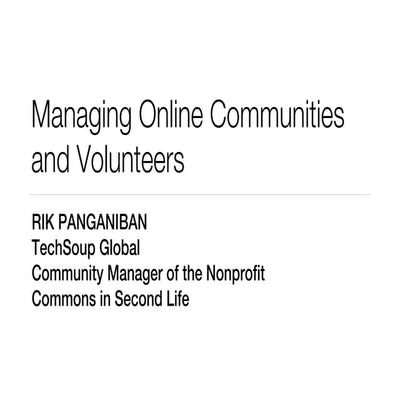 Webinar on Managing Online Communities on Tuesday June 21