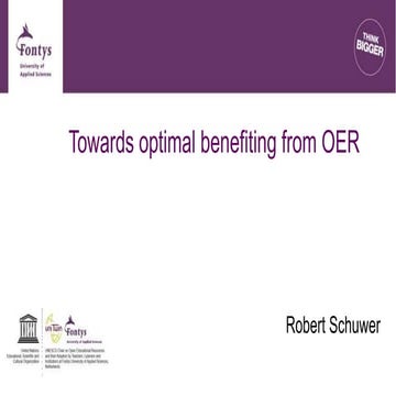 Towards optimal benefiting from OER