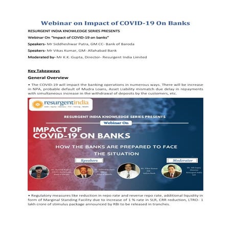 Impact Of Covid-19 on Indian Banking Sector | PPTX