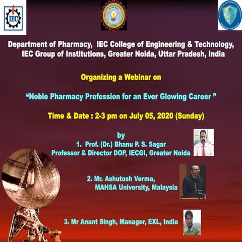 Webinar on noble pharmacy profession for an ever glowing career ppt final  05...