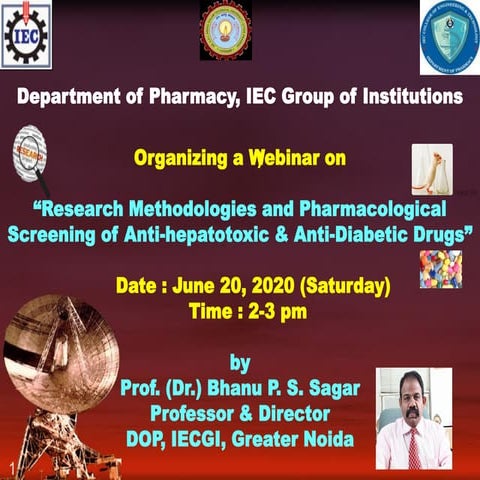 Webinar on research methodologies and pharmacological screening ppt dr bhanu ...