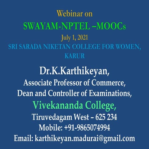 SWAYAM-NPTEL Courses -Dr.K.Karthikeyan.pdf