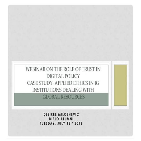Webinar The Role of Trust in Digital policy 2016