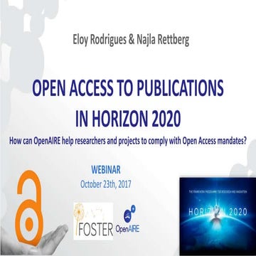 Open Access week 2017: Open Access to publications in H2020