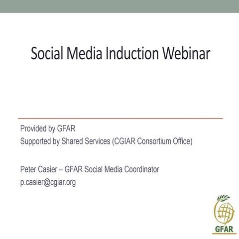 GFAR webinar on "Social Media Induction"