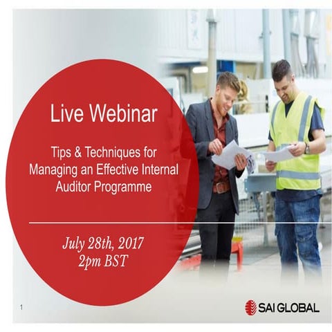 SAI Global Webinar: Tips for Effective Internal Auditing