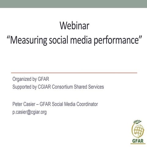 GFAR webinar on "Measuring social media performance"