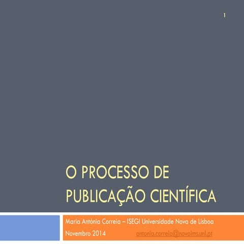 O processo de publicacao cientifica