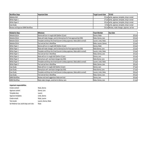 Webinar schedule and tasks | PPT