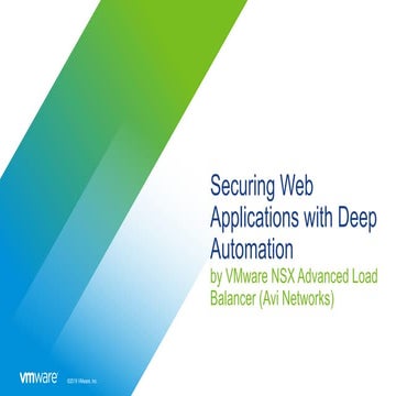 Securing Web Applications with Deep Automation with VMware NSX Advanced Load ...