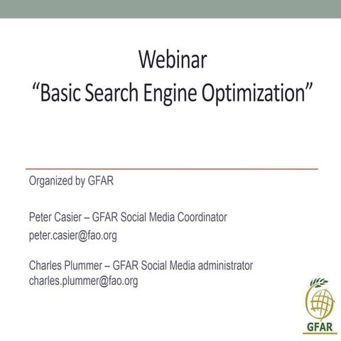 GFAR Webinar on "Basic Search Engine Optimization"