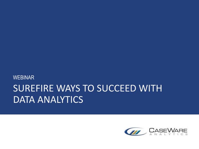Audit Webinar: Surefire ways to succeed with Data Analytics