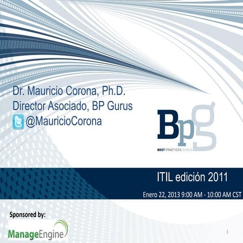 Dr. ITIL presentando los conceptos de ITIL (ed. 2011)