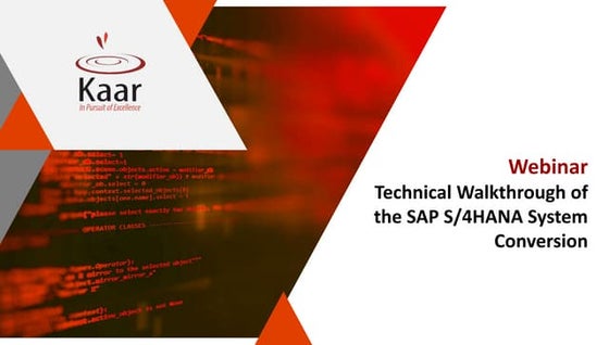 Technical Walkthrough of SAP S/4HANA System Conversion