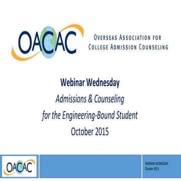 Webinar Wednesday Counseling the Engineering Bound Student