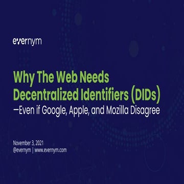 Why The Web Needs Decentralized Identifiers (DIDs) — Even if Google, Apple, a...