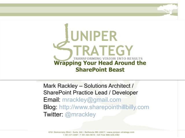 2/15/2012 - Wrapping Your Head Around the SharePoint Beast