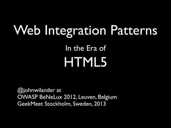 Web Integration Patterns in the Era of HTML5